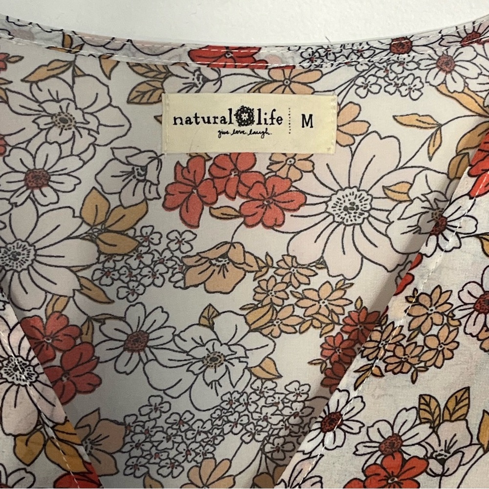 Natural Life Dance With Me Maxi dress floral tiered bell sleeve v-neck medium - Picture 5 of 8